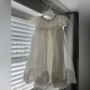 Dollcake Alexandra Ivory Dress with Floral Lace and Scalloped Rhinestones